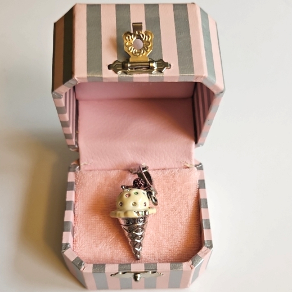 Ice Cream Cone Charm in Pink and Cream